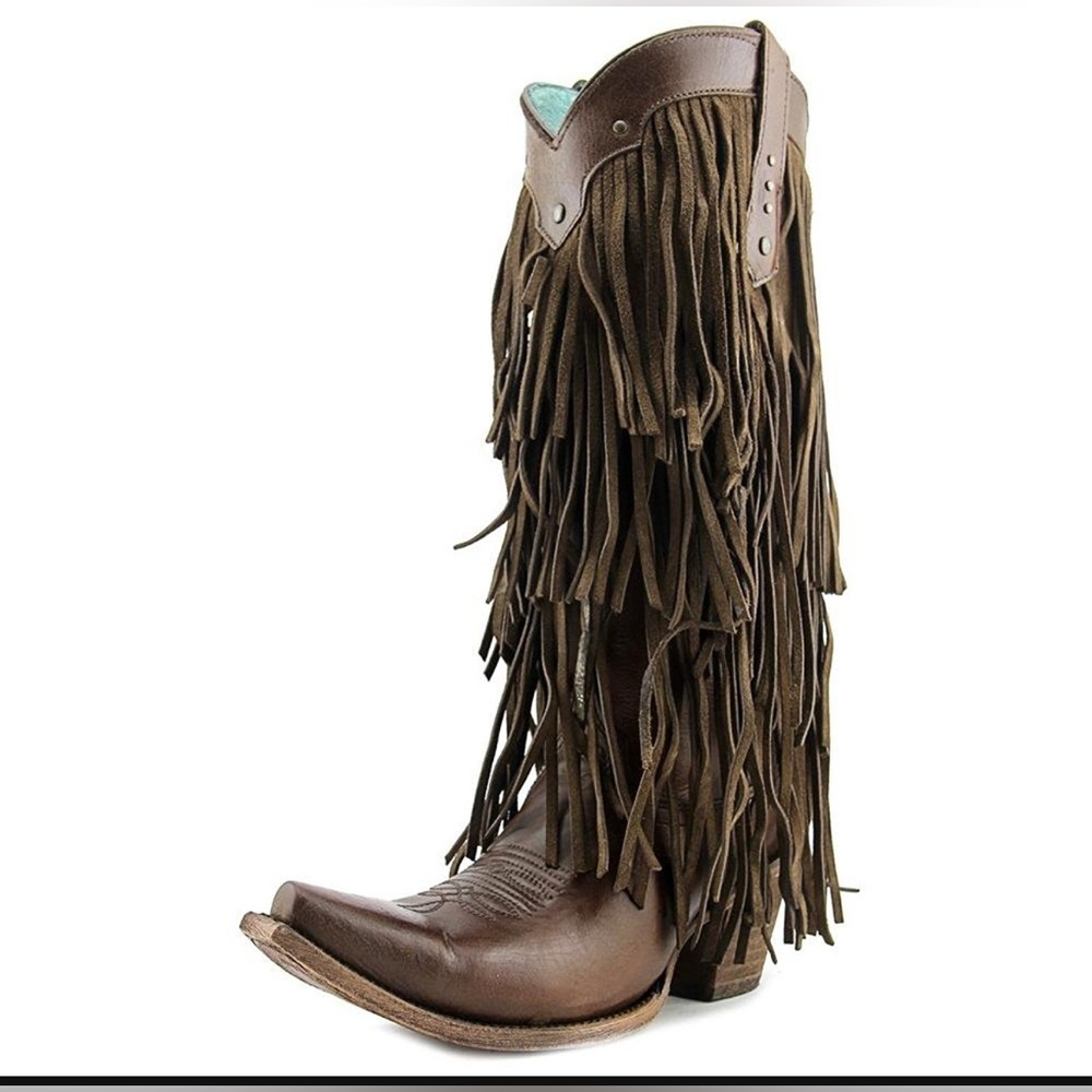 Brown Fringe Western Boots